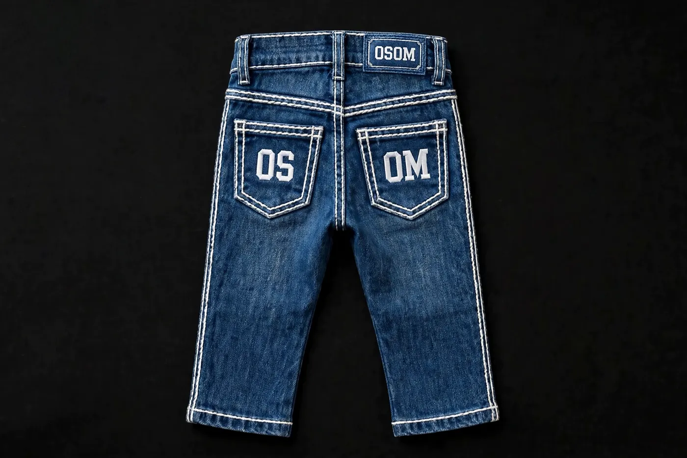 Boys' Jean — Blue + White — BACK