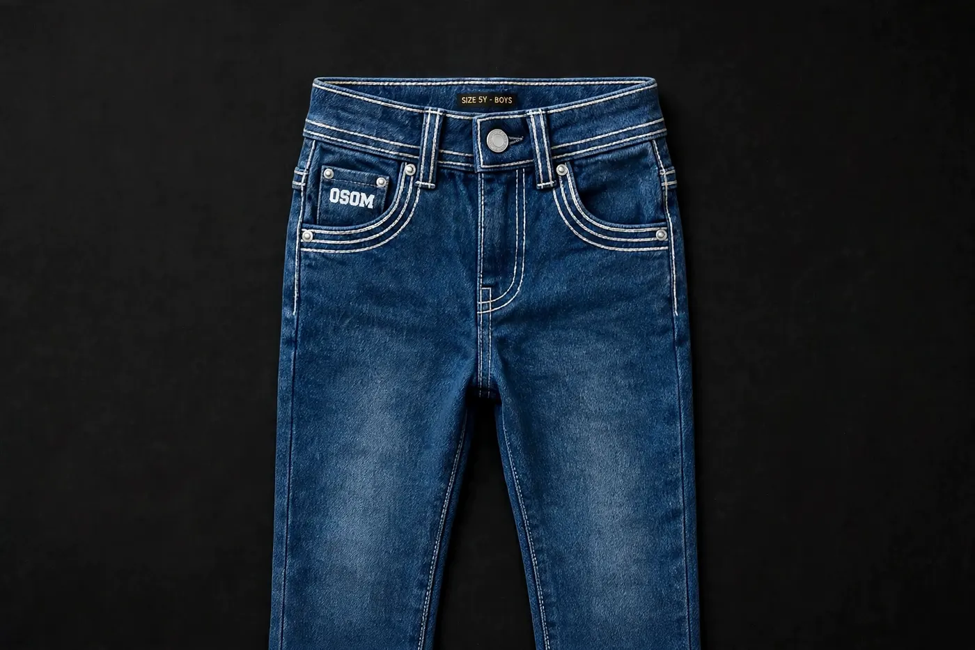 Boys' Jean — Blue + White — FRONT