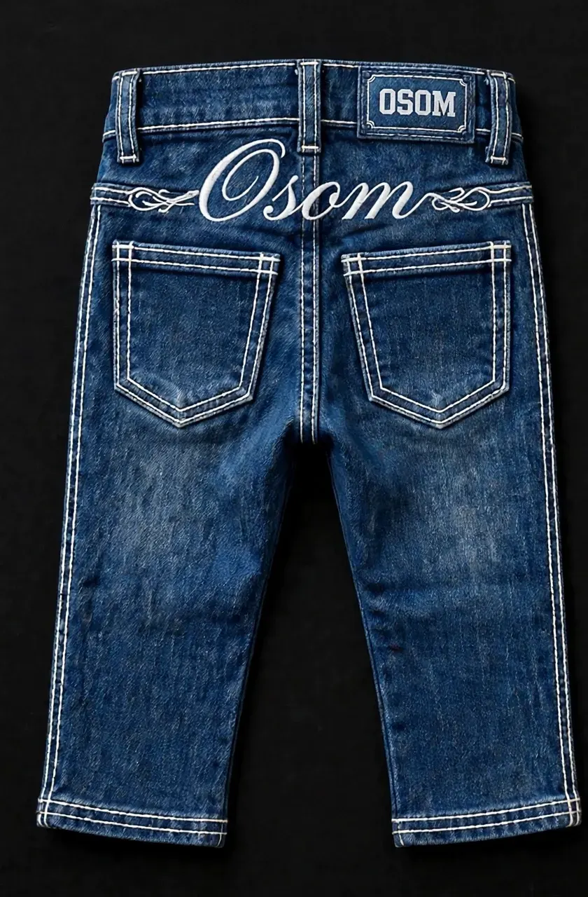 Girls' Jean — Blue + White — BACK