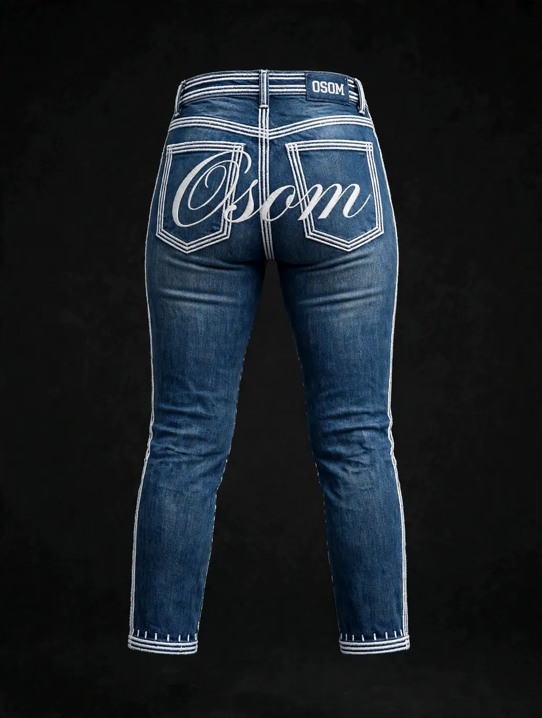 Women's Jean — Blue + White — BACK