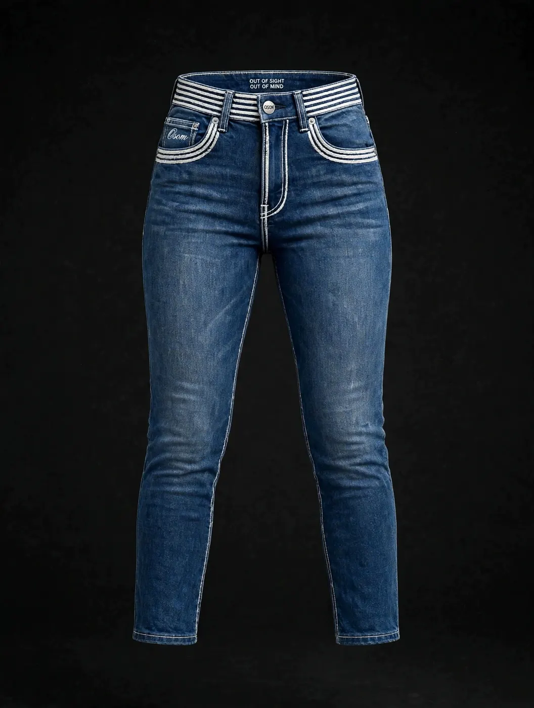 Women's Jean — Blue + White — FRONT