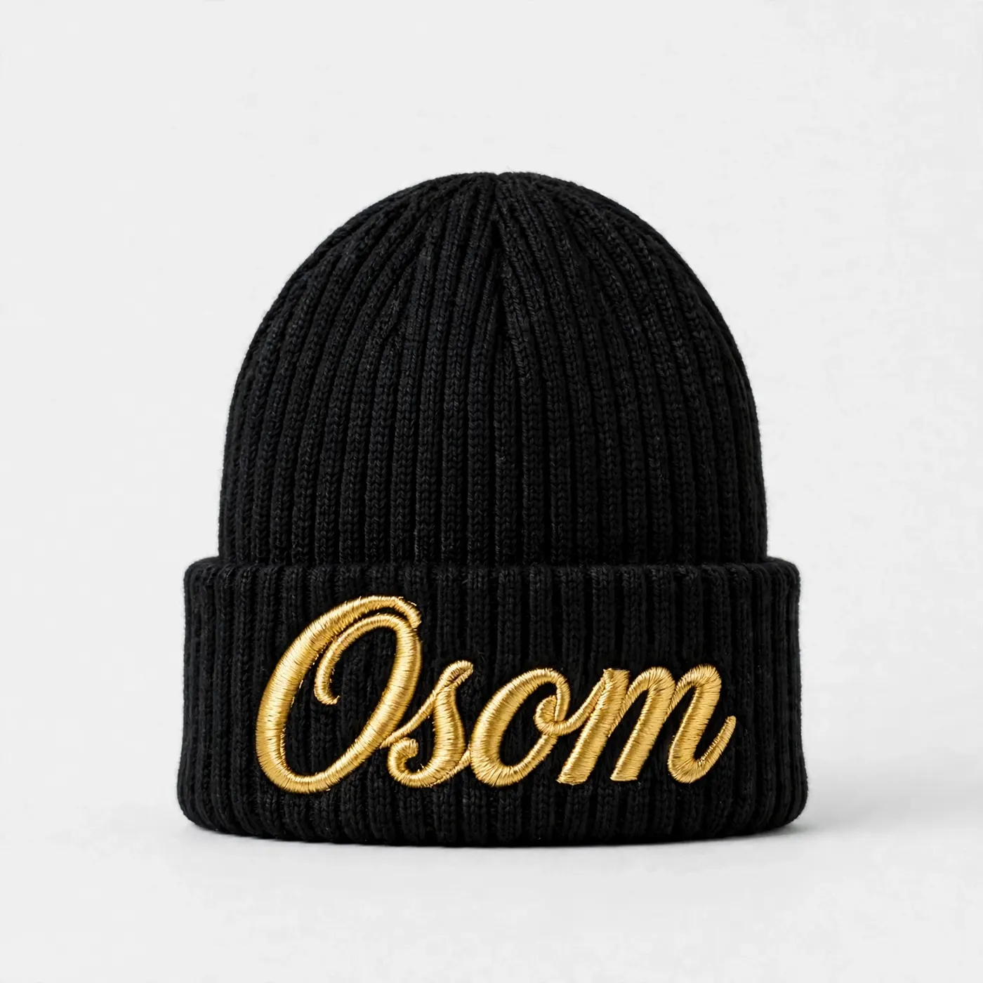 Kids Beanie — Gold Cursive — 