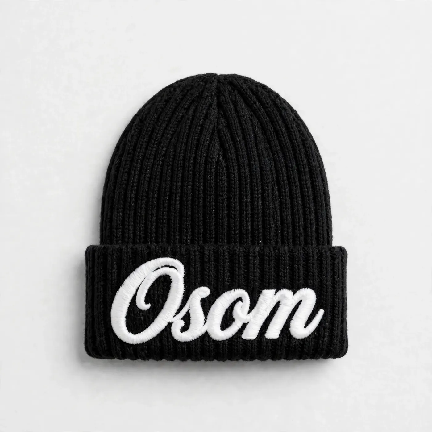 Kids Beanie — White Cursive — 