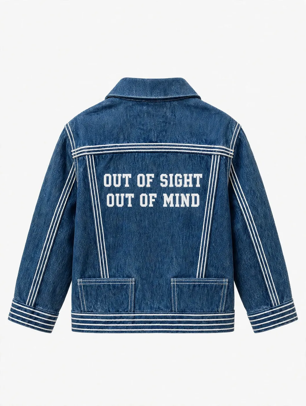 Kids Boys Jacket — Blue + White — BACK