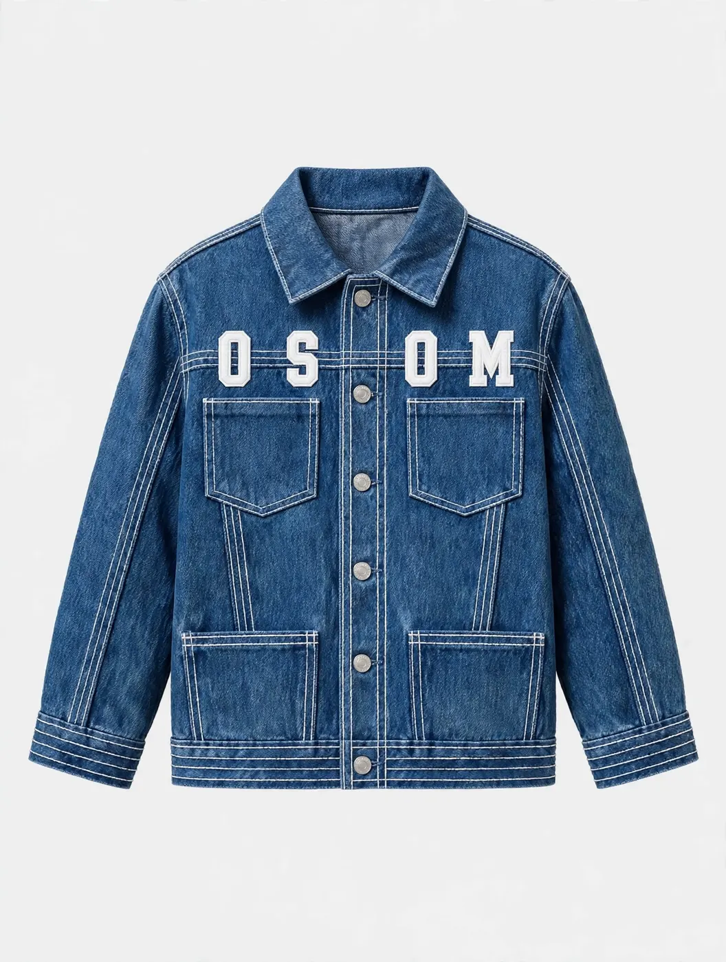 Kids Boys Jacket — Blue + White — FRONT