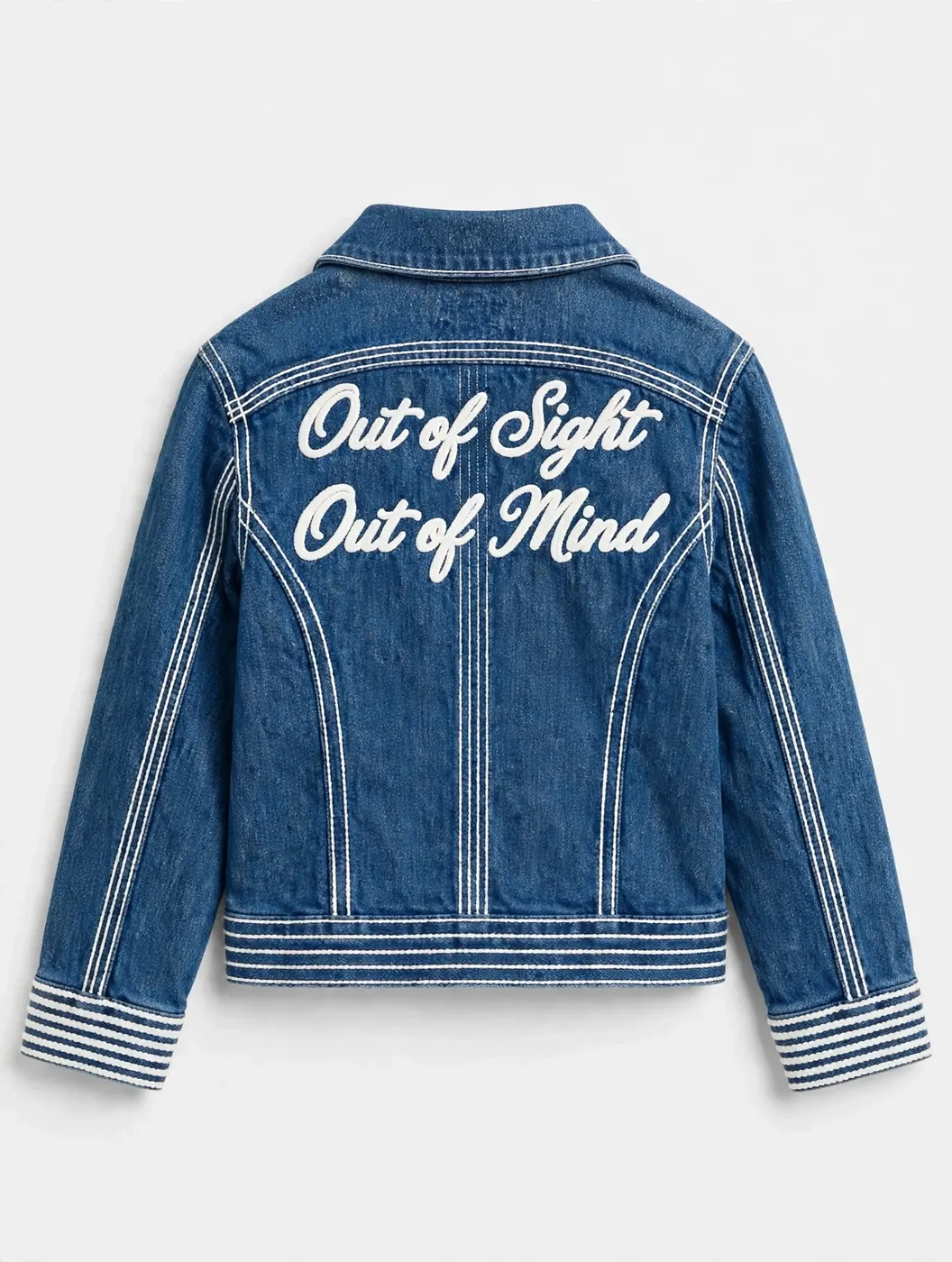 Kids Girls Jacket — Blue + White — BACK