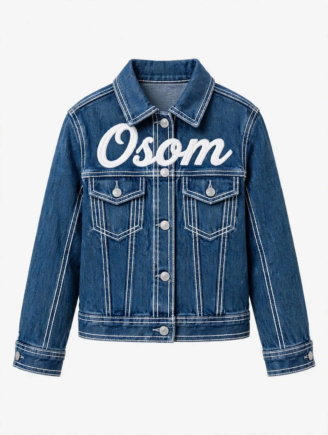 Kids Girls Jacket — Blue + White — FRONT