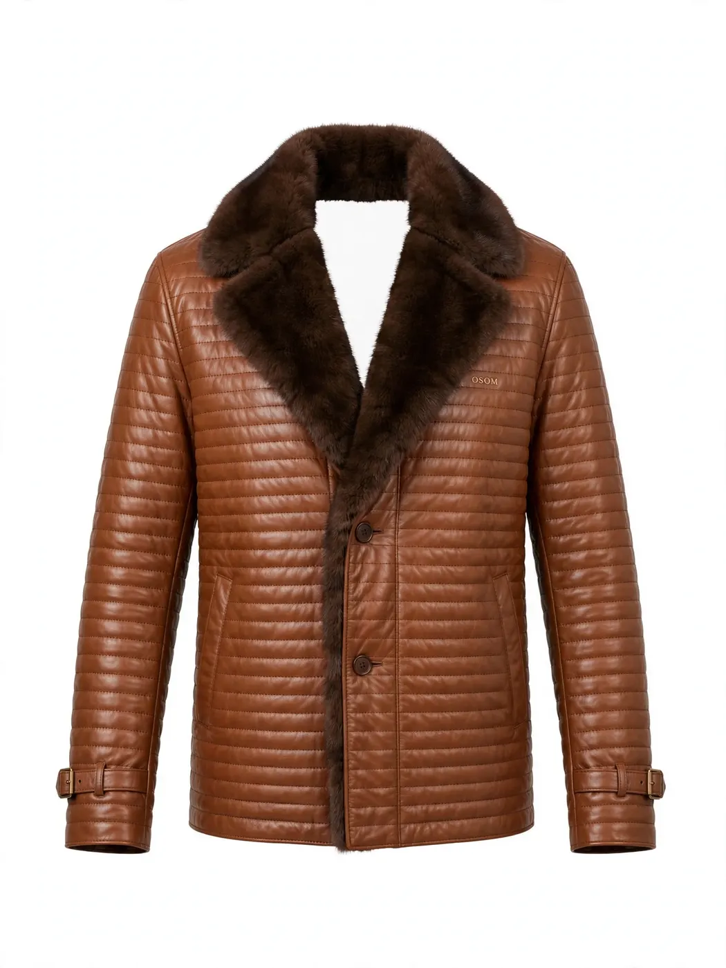Brown Fur Leather Jacket — 