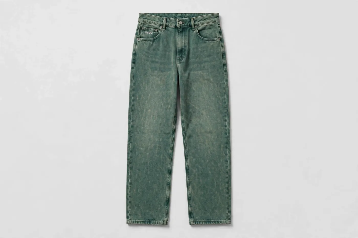 Washed Zip Hoodie Set — Green — JEANS FRONT