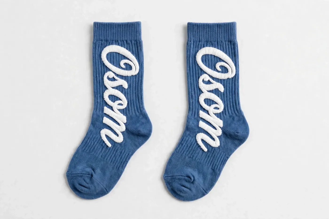 Kids Socks — Blue Cursive — 