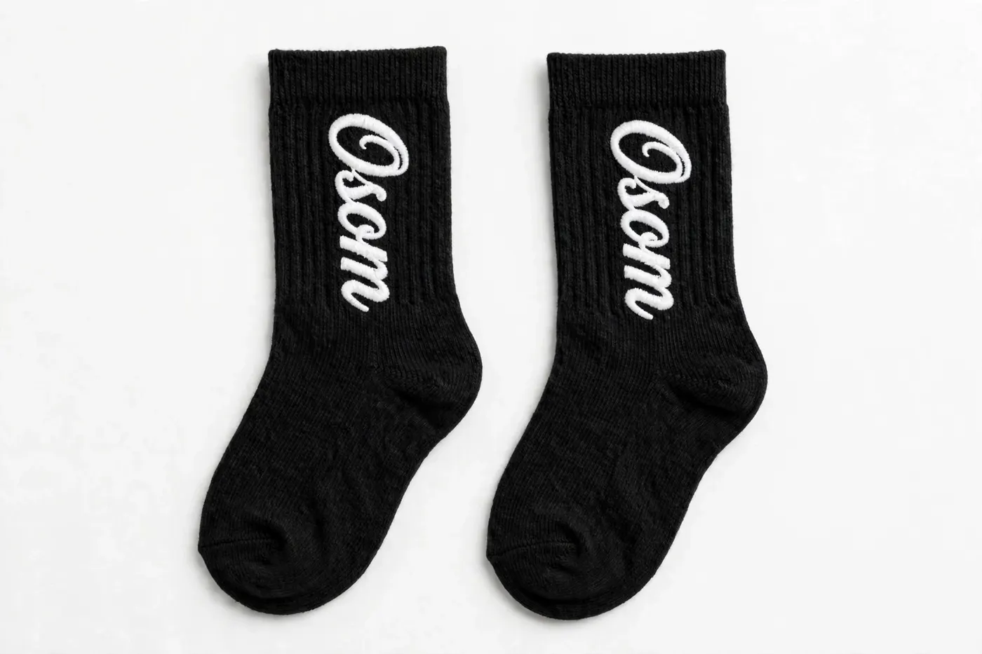 Kids Socks — White Cursive — 