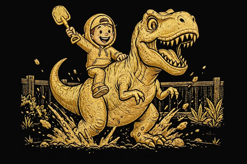 Kids Dino Dig Stitched Hoodie — BACK